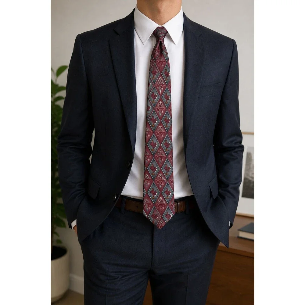 Eagle Neckwear VT Virginia Tech‎ Silk Tie Red Hokies Logo Novelty Classic
